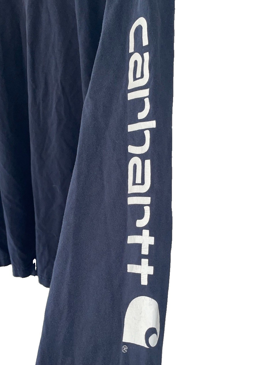 Mens Carhartt Vintage 2013 Long Sleeve Original Fit T-shirt Navy Blue Size L
