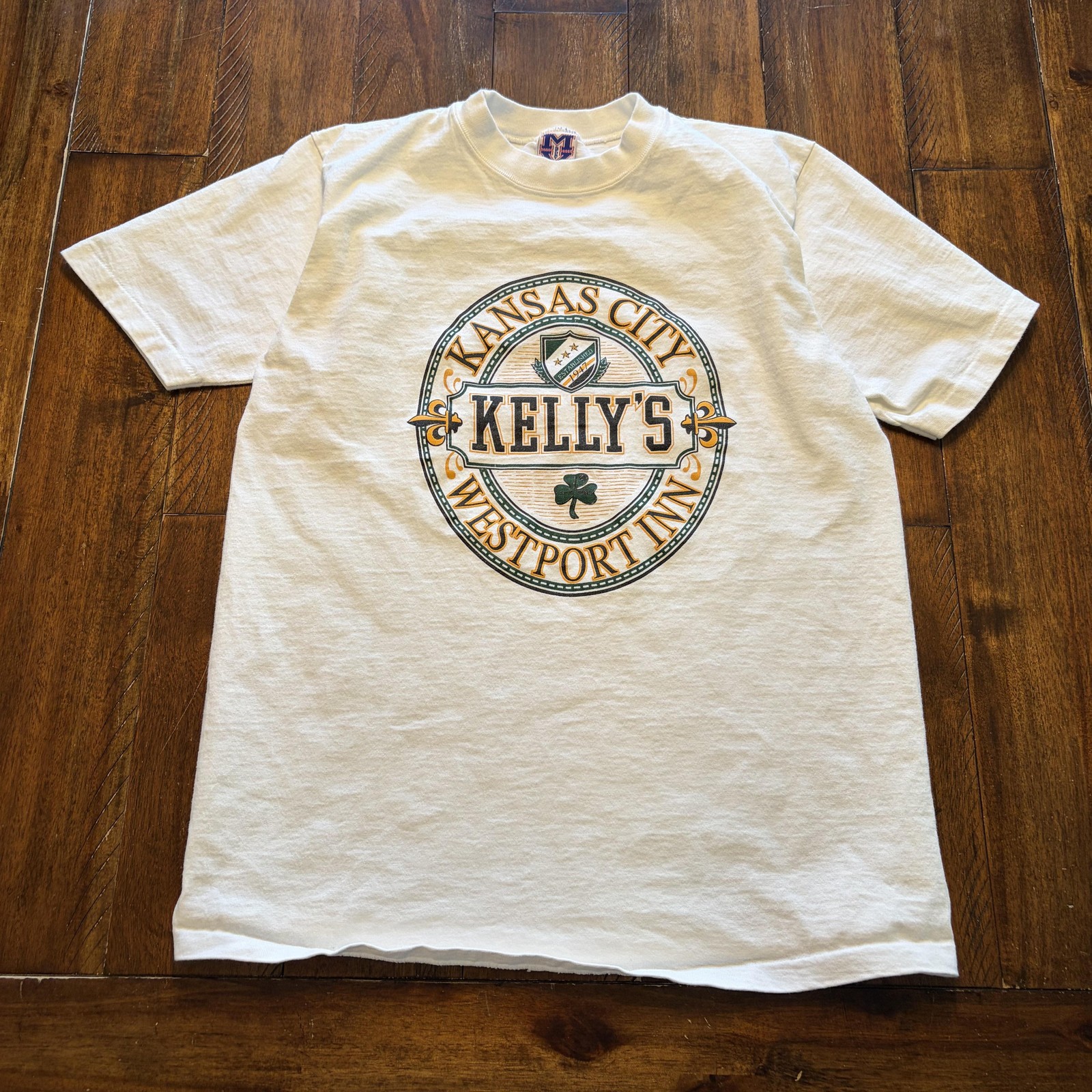 Kelly’s Westport Inn Kansas City Shirt Mens Large White Irish Pub Bar MV Sport