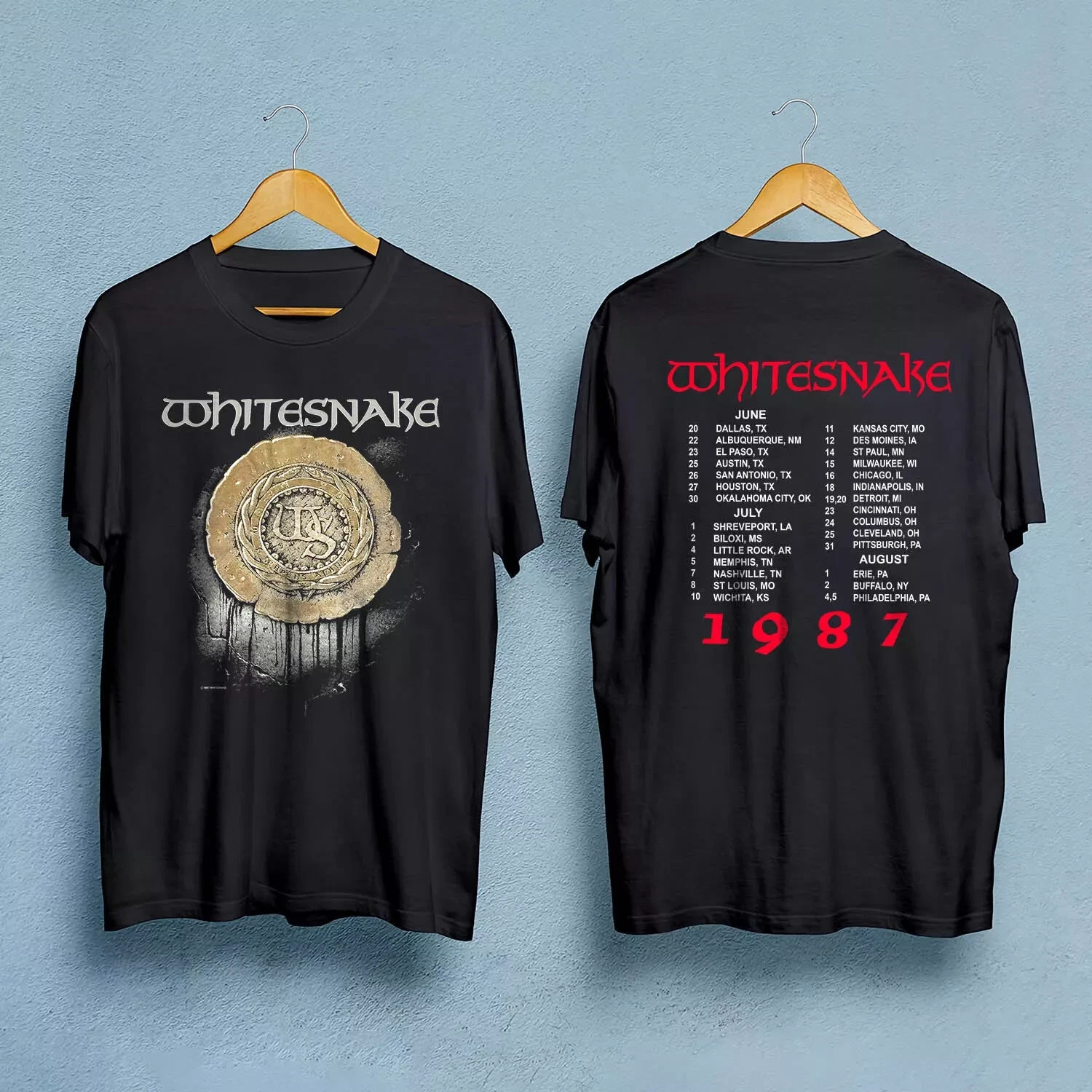 Vintage 80s WHITESNAKE self titled 1987 tour concert t-shirt