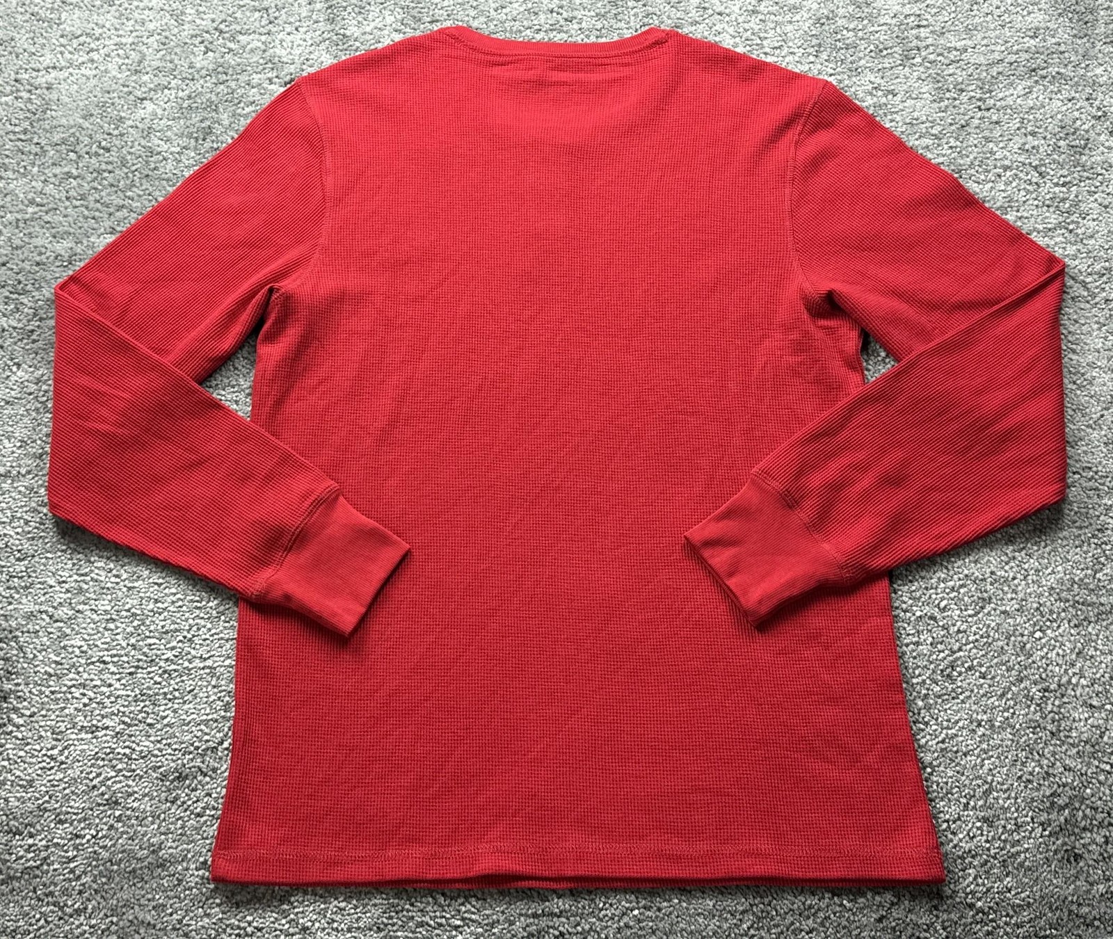 Tommy Hilfiger Shirt Mens M Red Henley Long Sleeve Tagless Cotton/Poly