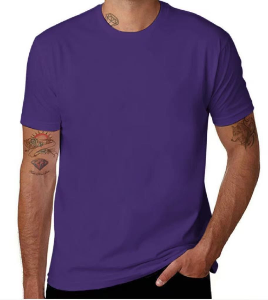 Solid color crew neck casual T-shirt-100% cotton, unisex.