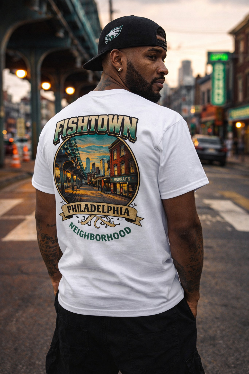 Fishtown Philadelphia Shirt Streetwear Graphic Tee Urban City Back Print TShirt