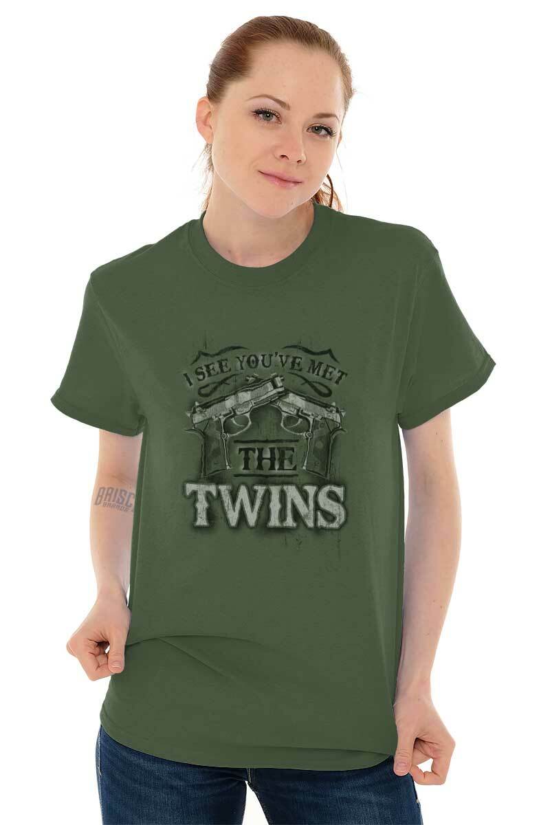 Funny Pro Guns I See You’ve Met The Twins Womens or Mens Crewneck T Shirt Tee