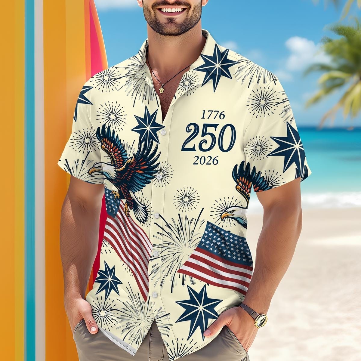 USA 250 Anniversary Eagle 1776-2026 Hawaii Shirt