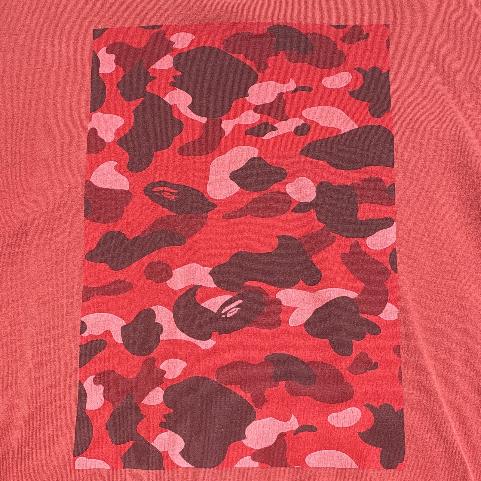 A Bathing Ape BAPE Men’s Red Camo Logo Short Sleeve Crew Neck T-Shirt XL