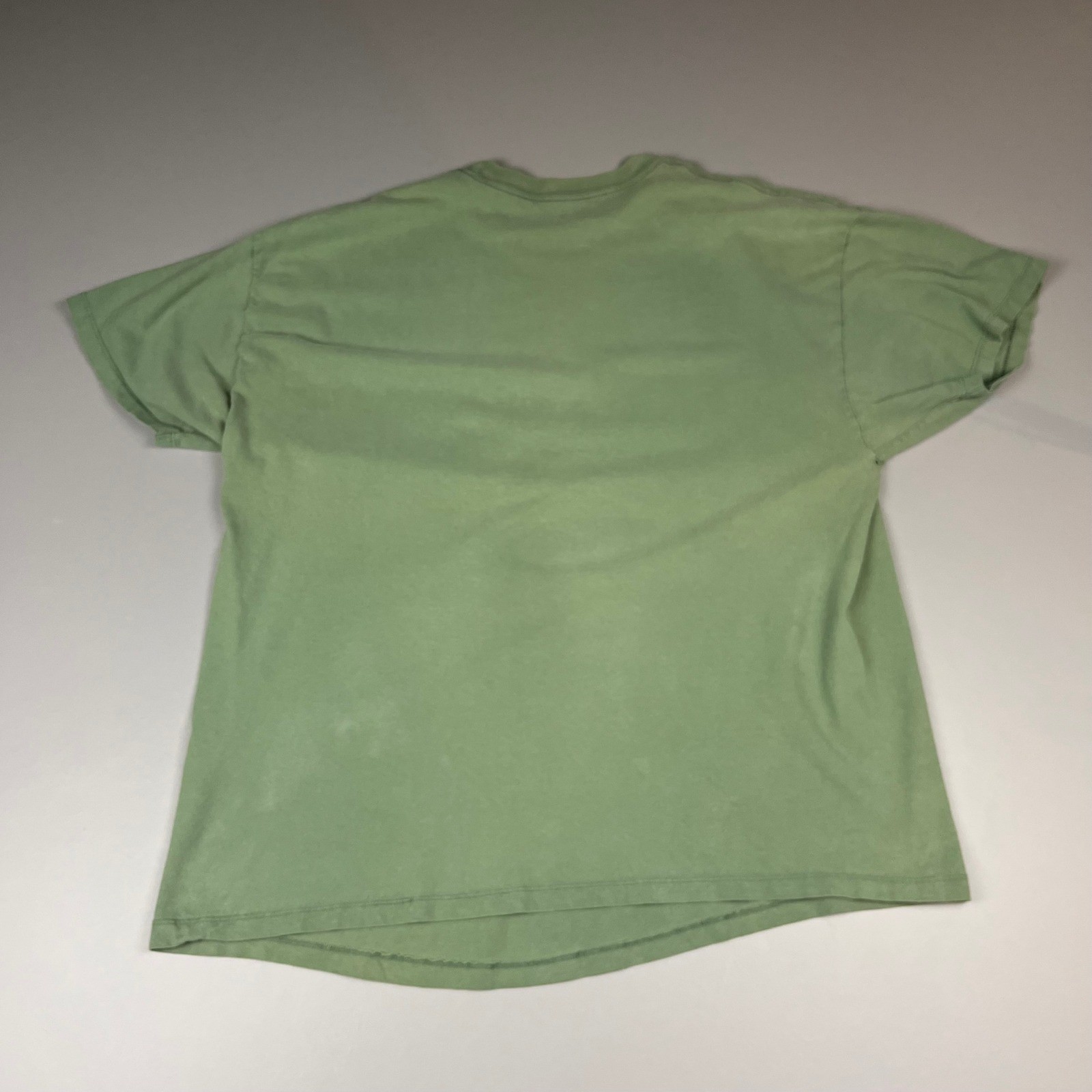 VTG Hanes Ghost Pocket T-Shirt Mens L Green Short Sleeve Cotton Gradient Faded