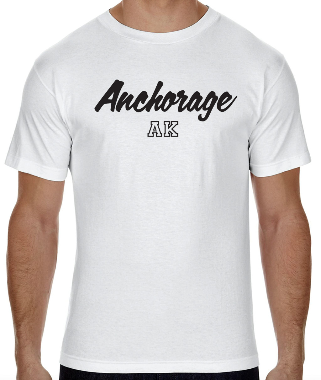 Anchorage Alaska State Graphic T-Shirt tee Unisex Apparel Custom Text