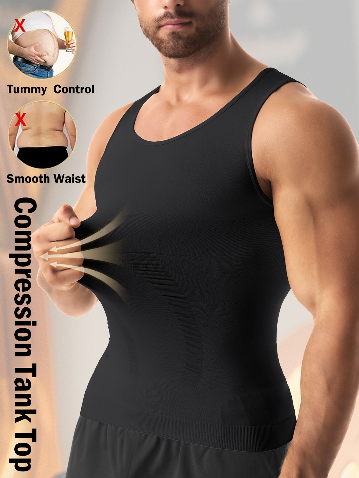 Men Slimming Body Shaper Compression Shirt Tummy Control Vest Fitness Tank Tops