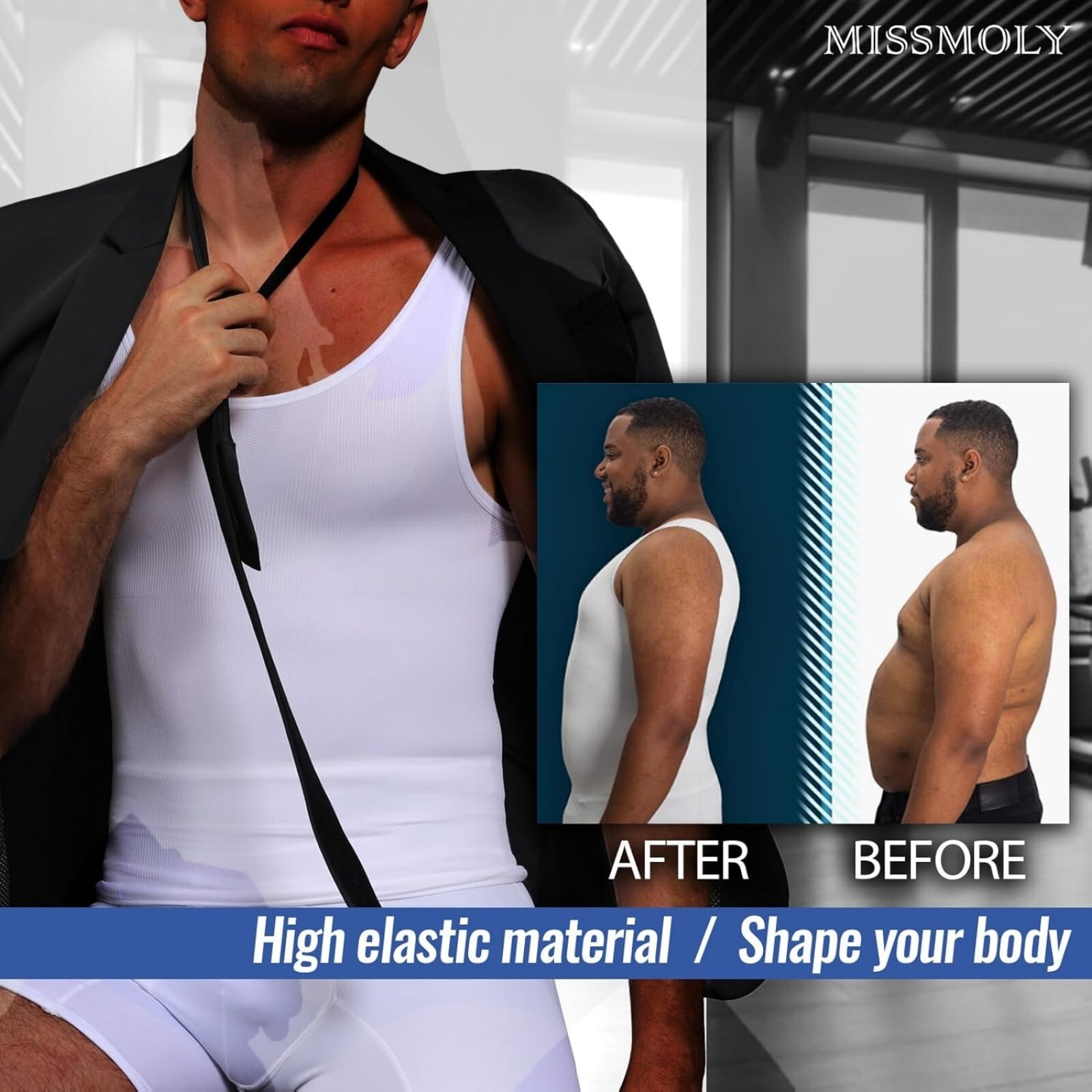 Male Gynecomastia Compress Tank Top Mens Slimming Body Shaper Vest Abs Shirt US