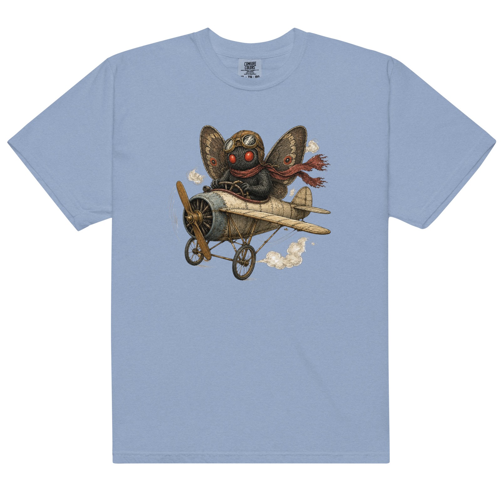 Mothman Pilot Comfort T-Shirt Cryptid Flying Vintage Airplane Cotton Tee S-4XL
