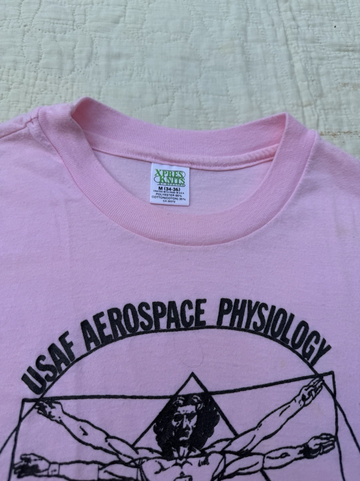 Vintage 80s US Air Force Anatomy USAF Army Military M Pink Davinci