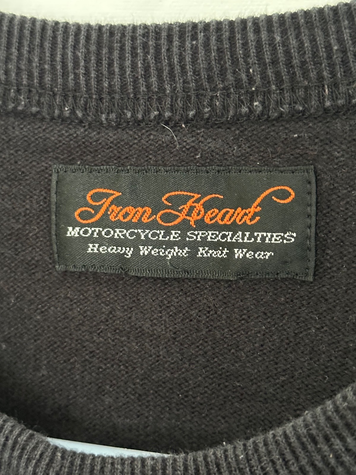 Iron Heart Heavy Weight Knit Wear Black T-Shirt – Made in Japan Size Large