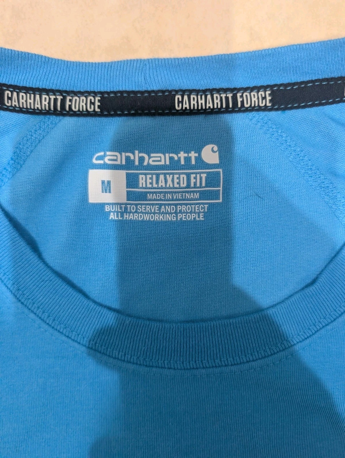 Carhartt Force Shirt Mens M Blue Relaxed Fit Short Sleeve Pocket Tee TK6652-M