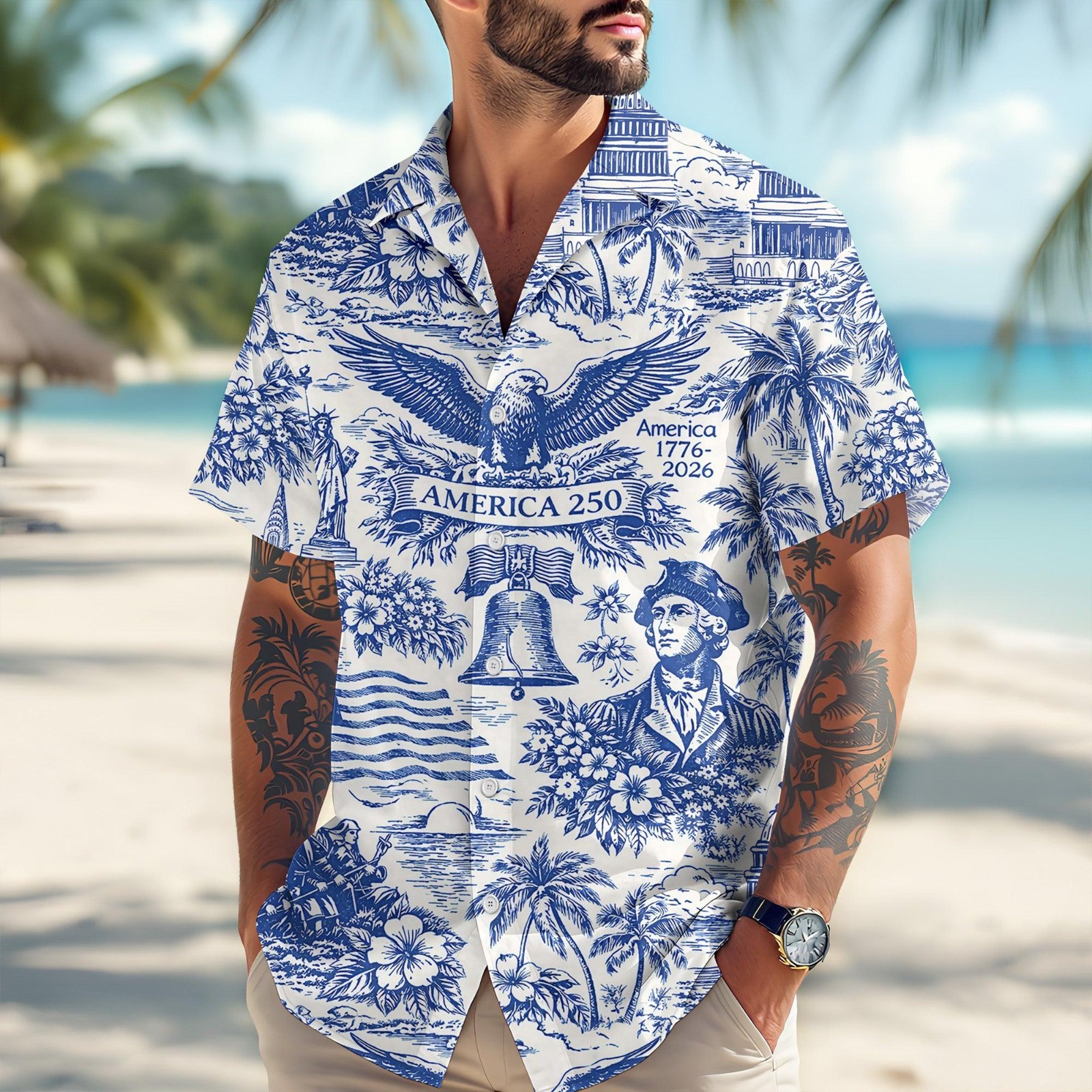 America 250th Anniversary Hawaiian Shirt, 250 Years Of Freedom Button Shirt