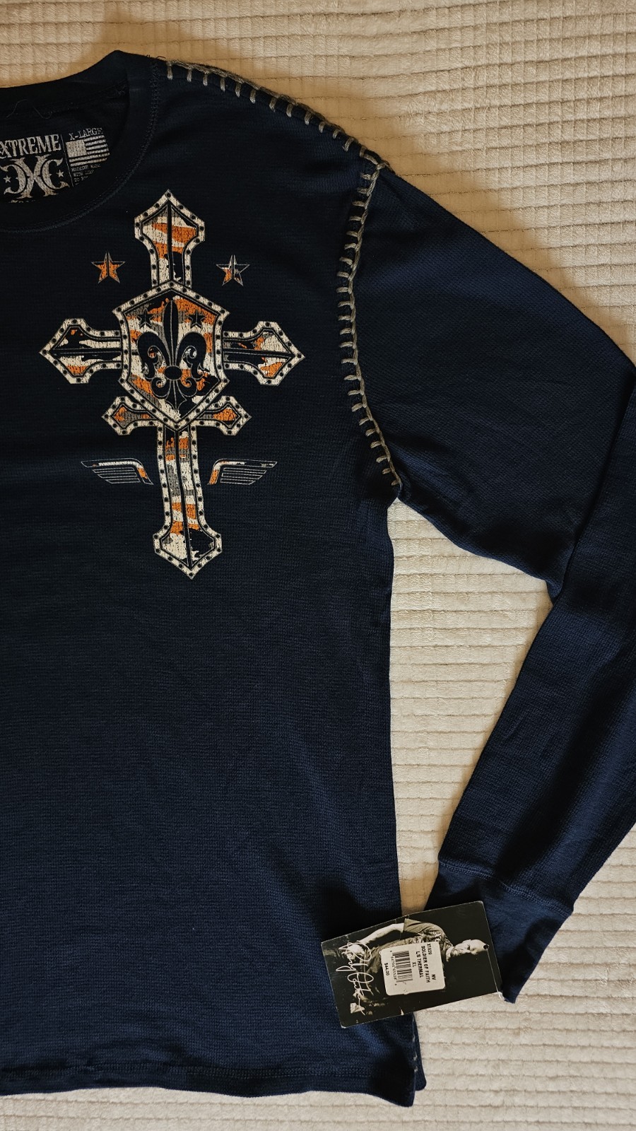 Xtreme Couture AFFLICTION Men’s Thermal SOLDIER OF FAITH Biker Wings XL