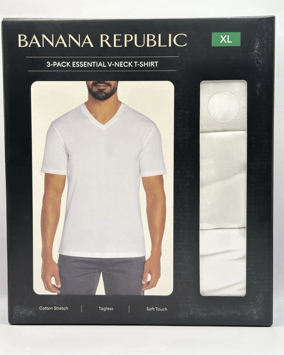 Banana Republic Men’s V-Neck TeeWhite T-Shirt 3 Pack Size XL