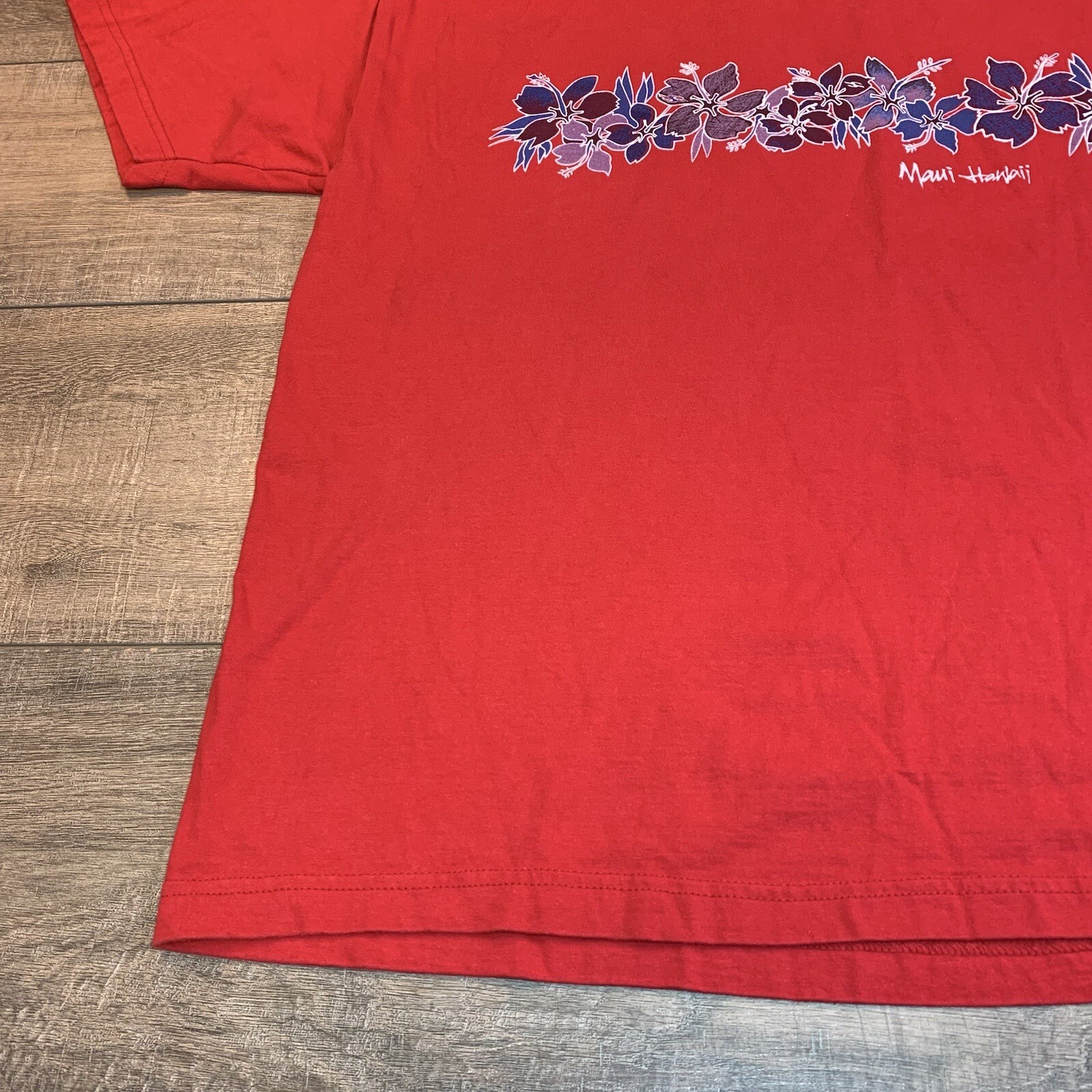 Vintage Diamond Star Allstyle Mens T-Shirt Size (XL) Red MAUI Floral T-Shirt B5