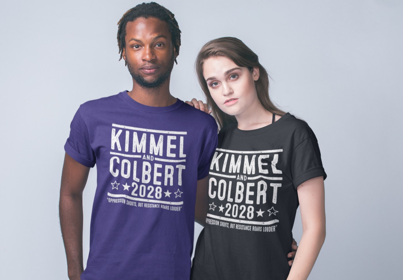 Kimmel and Colbert 2028 Election Campaign Dream Liberal Duo Xs-5x Unisex Tshirt