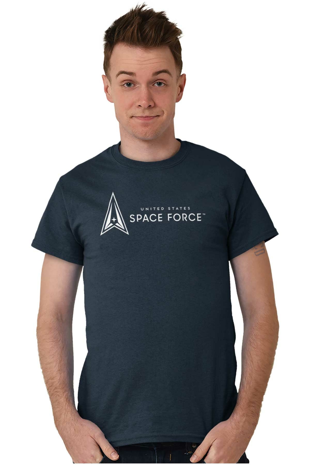 Military United States Space Force USSF Logo Womens or Mens Crewneck T Shirt Tee