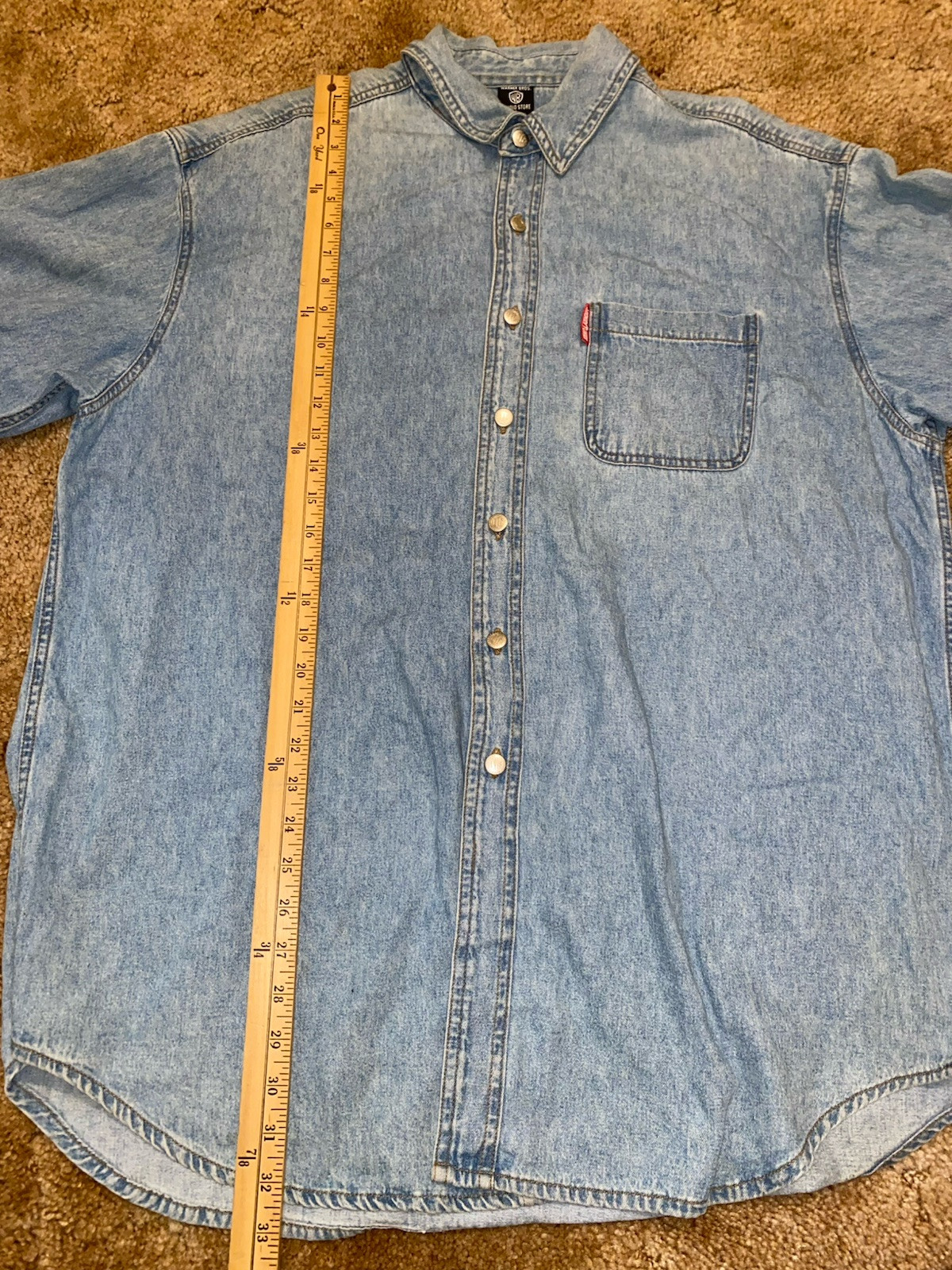 VTG 90s WB Store Looney Tunes Blue Jean Embroidered Shirt Bugs Bunny Sz XL