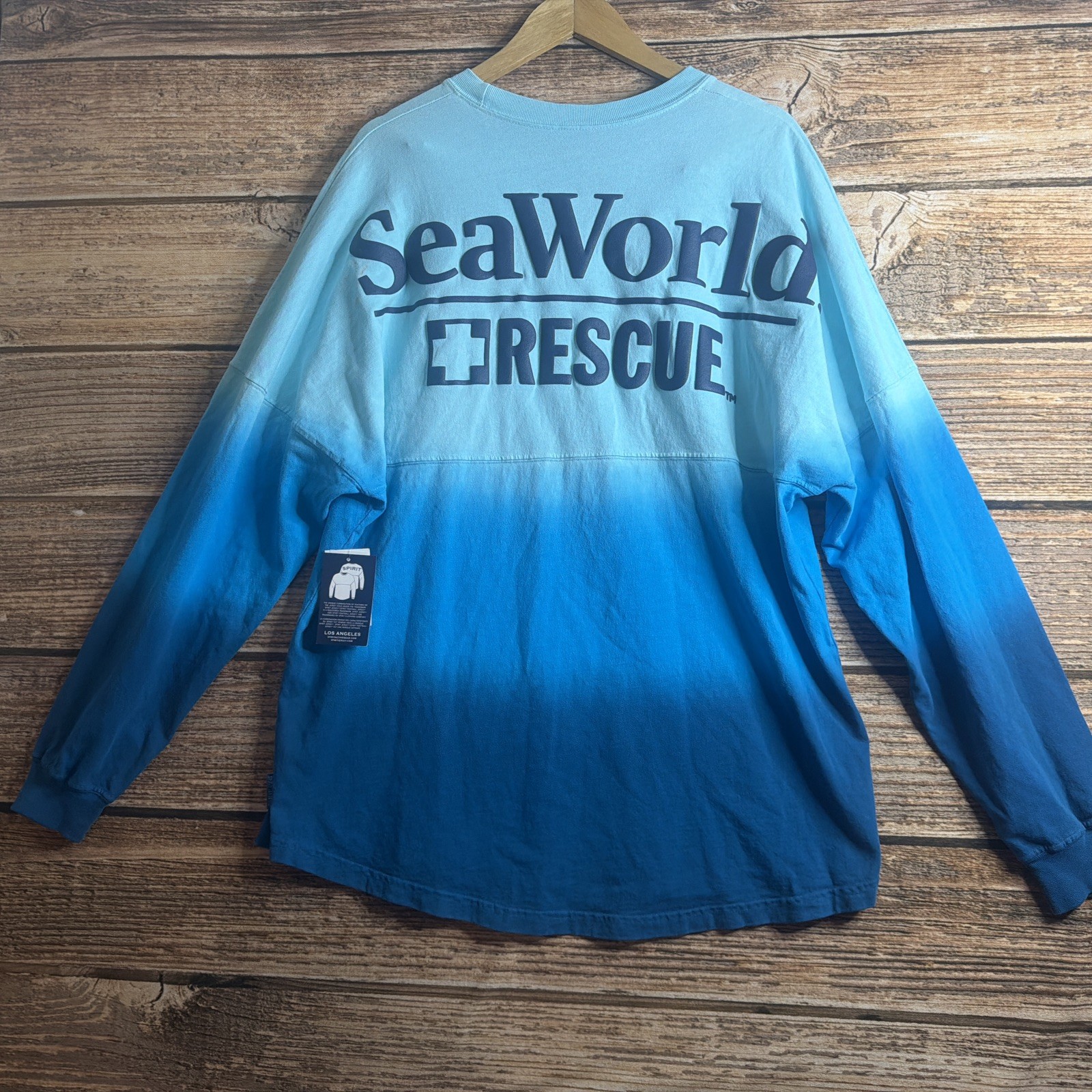 FLAW-SeaWorld Rescue Sweatshirt Mens Large Gradient Blue Marine Animal Graphic