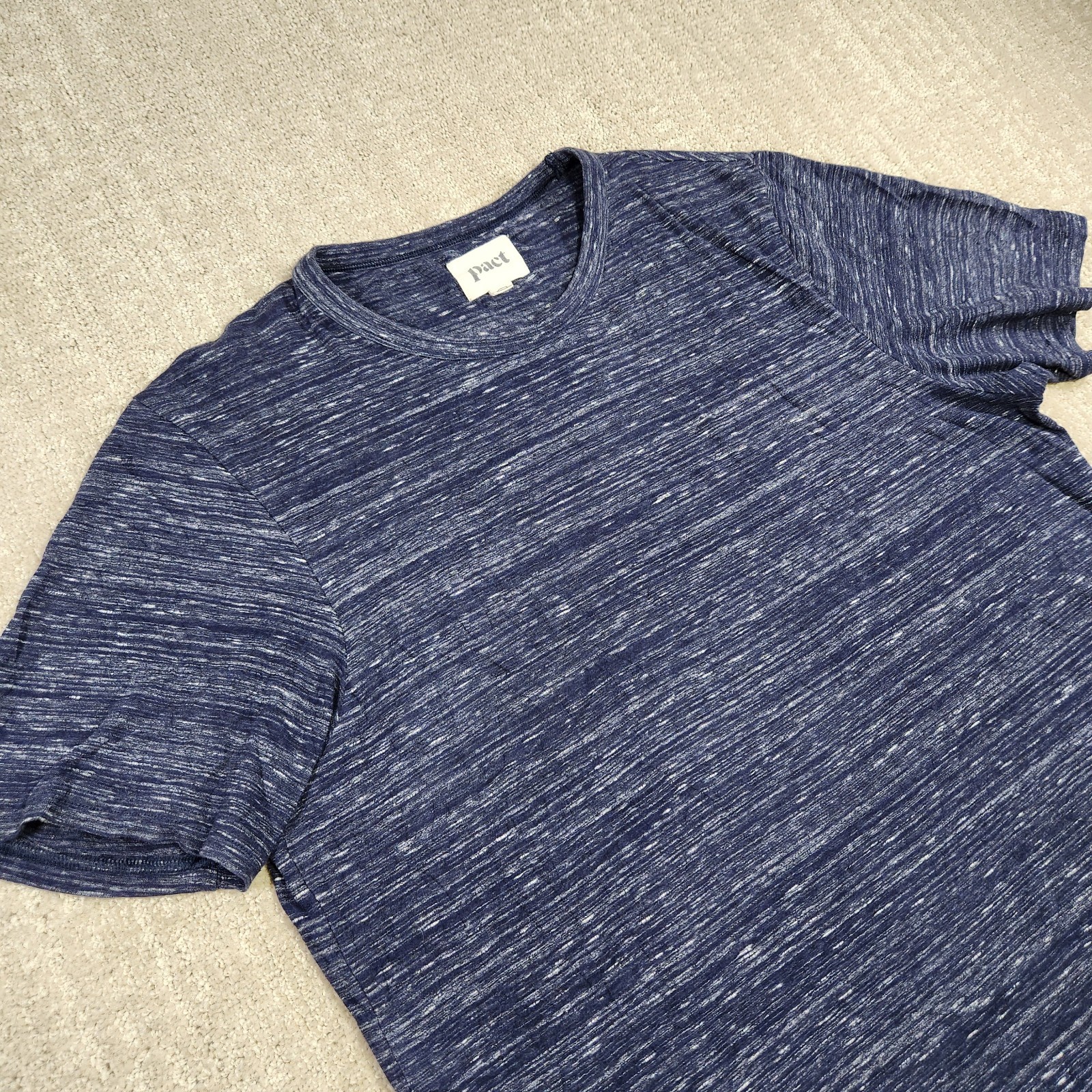 Pact Clothing Shirt Men Large 100% Organic Cotton Heather Blue Natural Fiber
