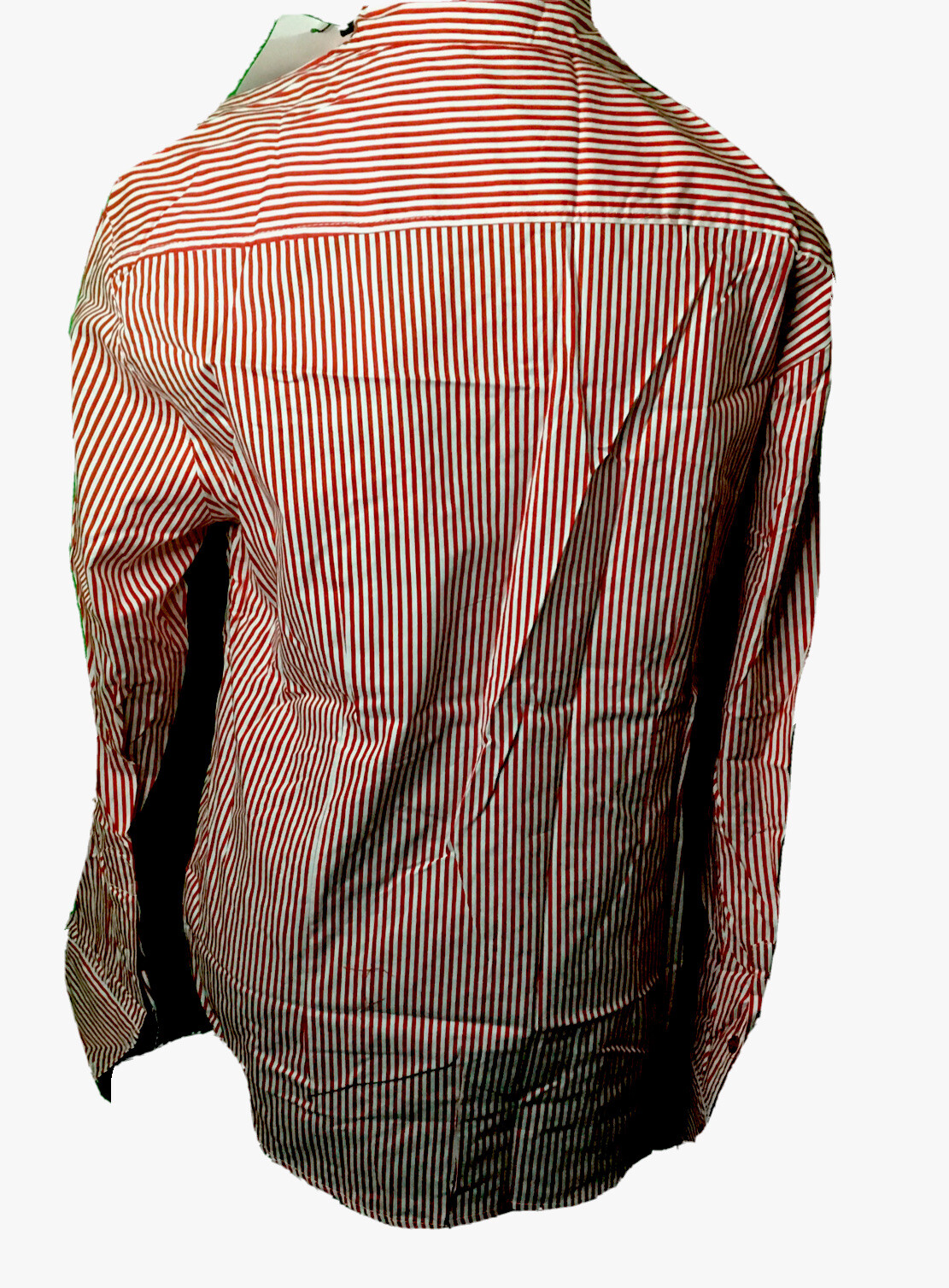 Allegra K Men’s White/Red Stripe Shirt NWT Size 38 Contrast Sleeve NWT Free Ship