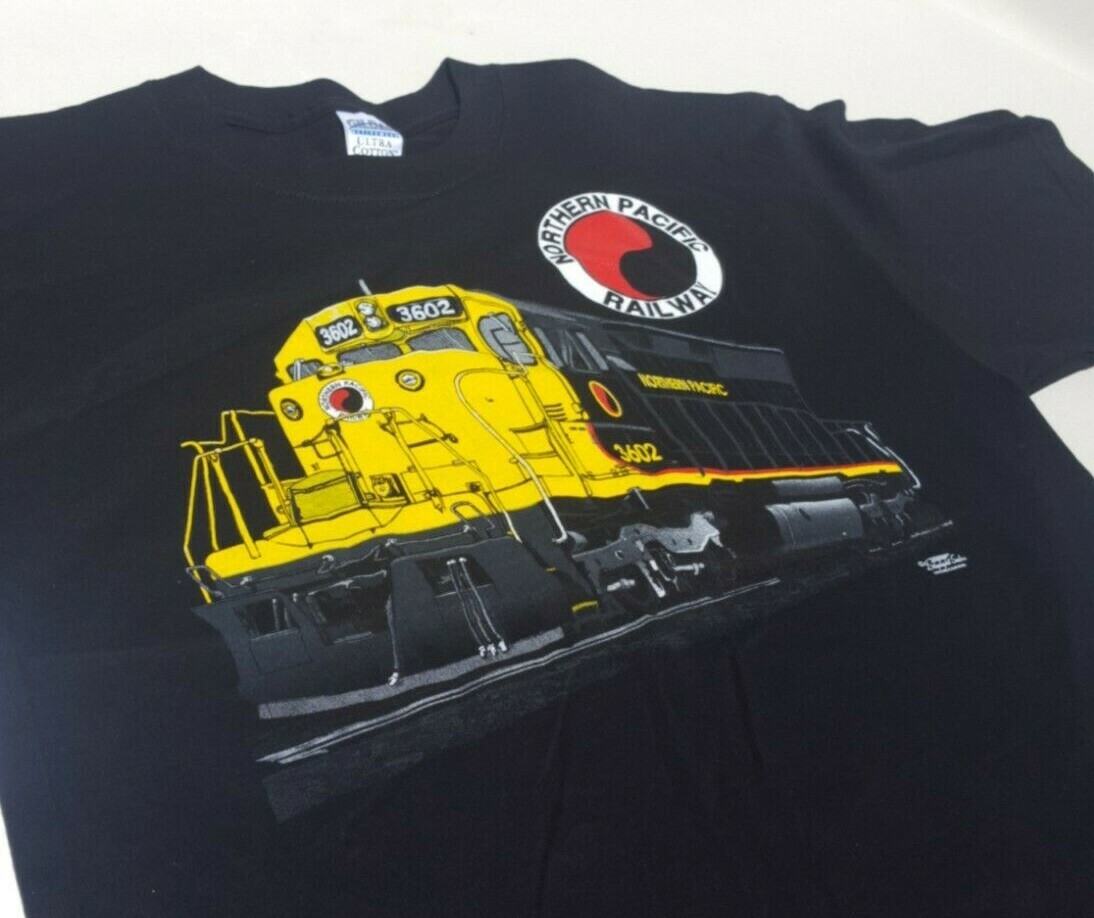 Vtg Train, Railroad T Shirt. Northern Pacific Railway 3602. Daylight Sales.