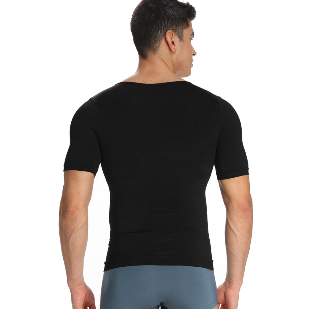 Mens T-Shirt Body Shaper Vest Abs Abdomen Slimming Compression Fitness Shapewear