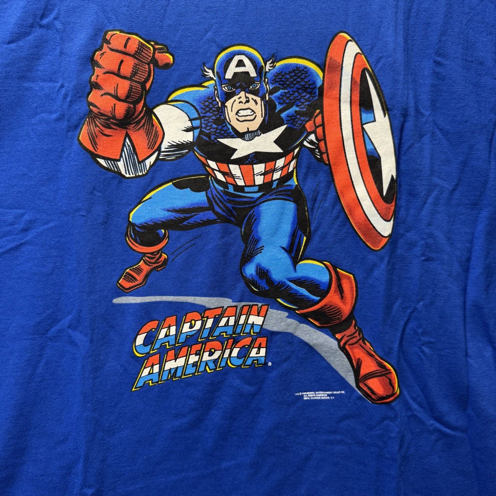 VTG Captain America Marvel Comics Graphic T Shirt Blue Men’s XL New Old stock