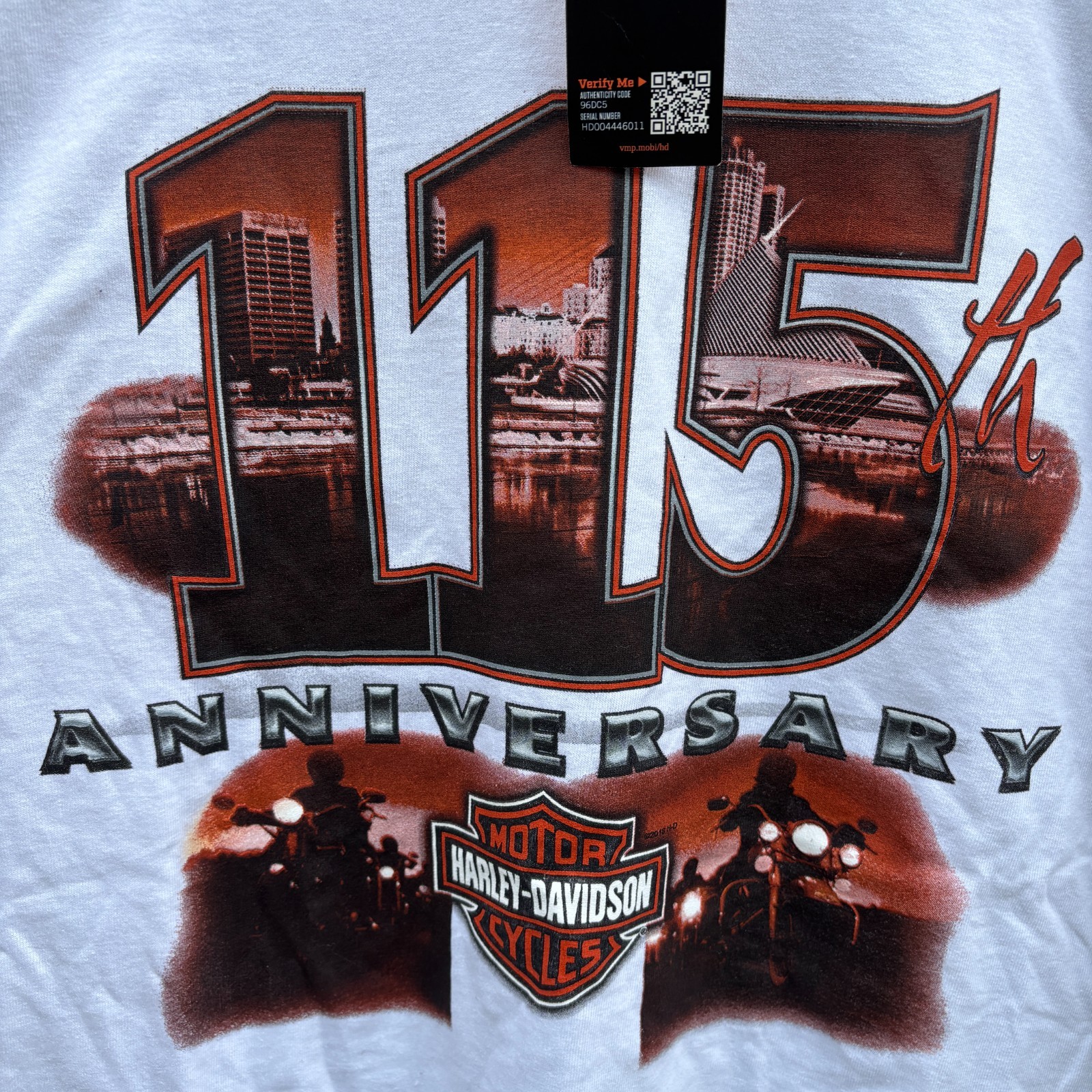 Harley-Davidson Men’s 2XL White 115th Anniversary T-Shirt Oconomowoc, WI