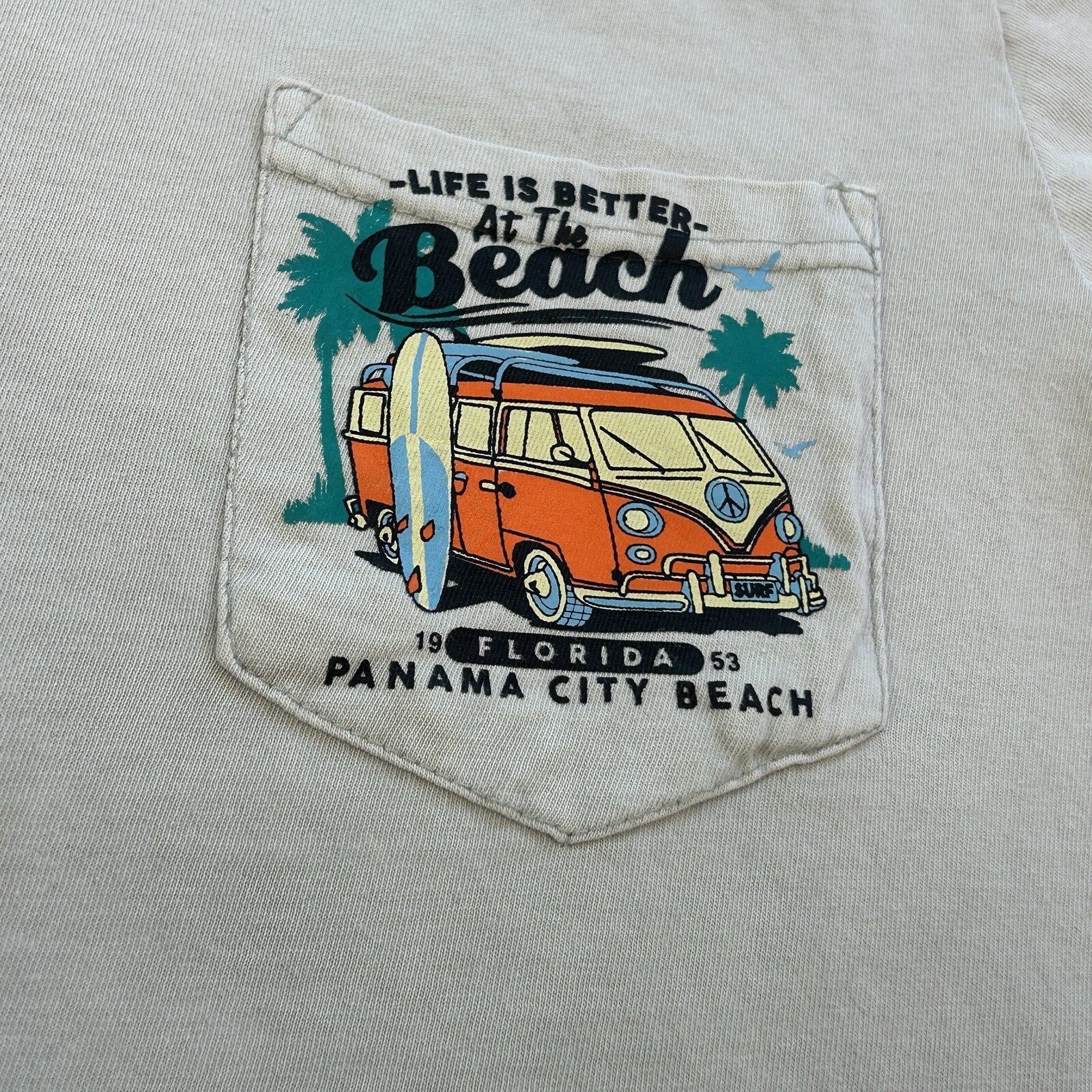U.S VINTAGE T -Shirt Men Large Multicolor Panama City Beach Florida 1953 Surf