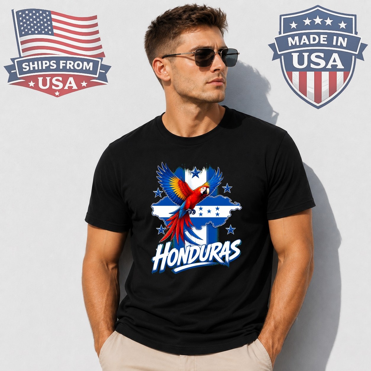 Honduras Parrot Map Graphic T-Shirt