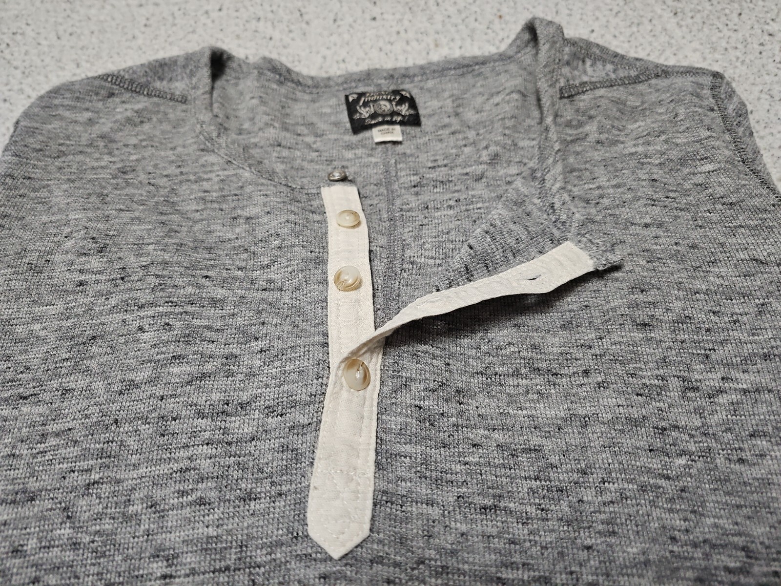 Diesel Industry Henley Stitched Nobel Gray Woven Long Sleeve Shirt SZ Large