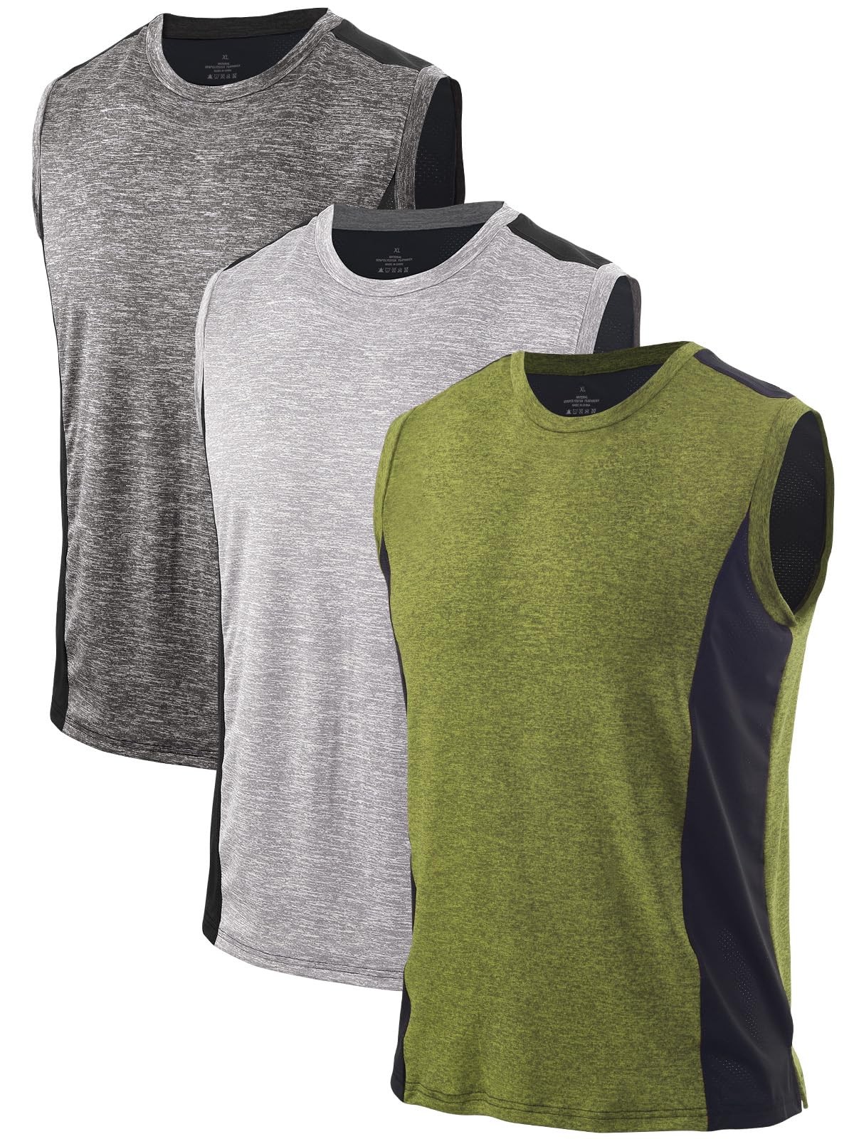 3 Pack Men’s Workout Tank Tops Sleeveless Muscle Gym Tank Top Quick Dry Darkg…