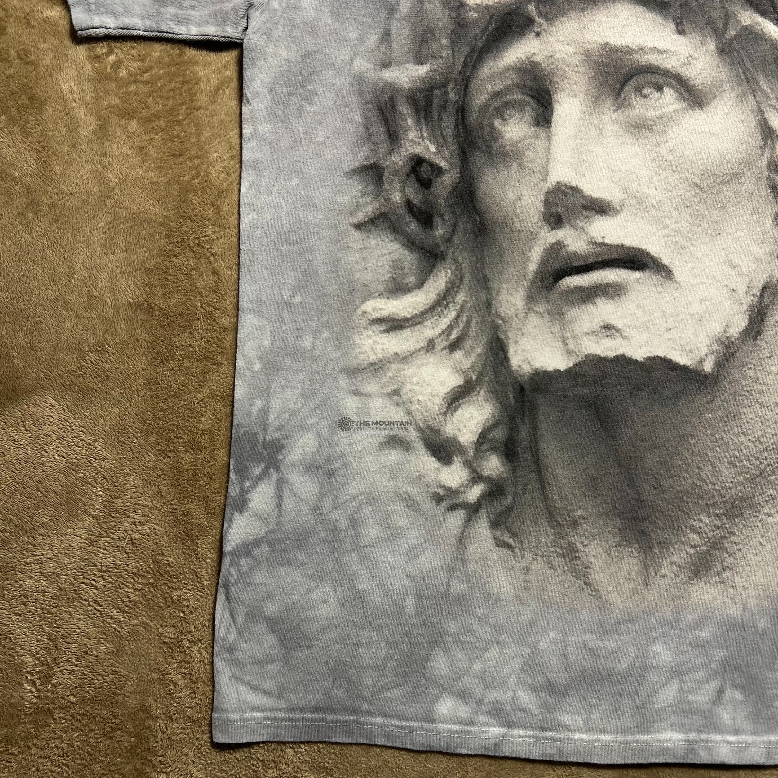 The Mountain Jesus Crown of Thorns T Shirt Mens L Gray Tie Dye Graphic Y2K Tee