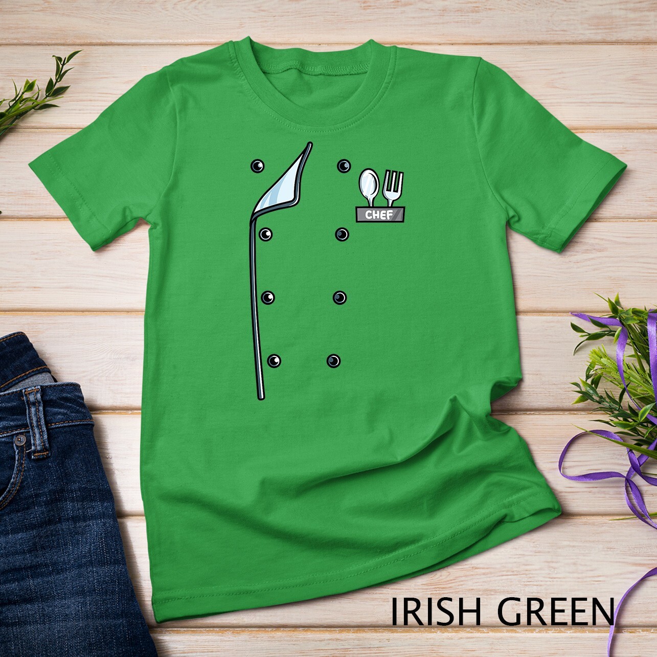Chef Uniform Jacket Faux Funny Cook for Cooking T-Shirt Unisex T-shirt