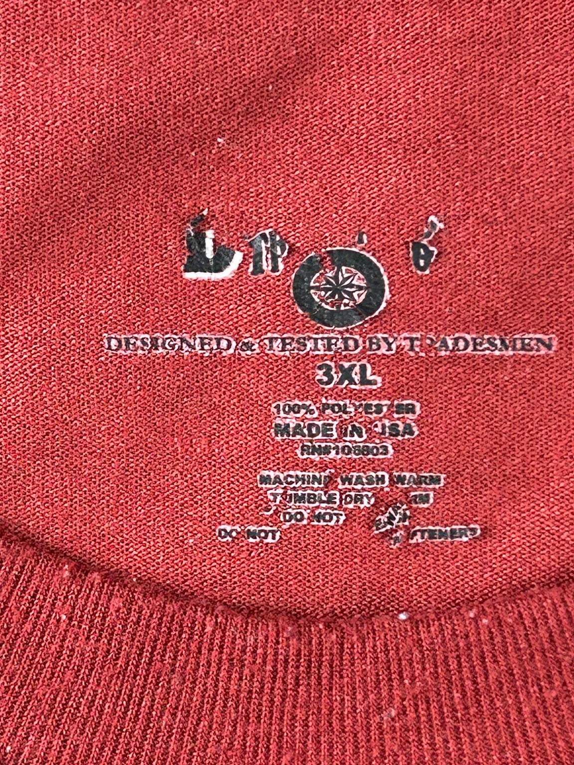 B.O.C Men’s T-Shirt Red 3XL 100% Polyester Machine Washable