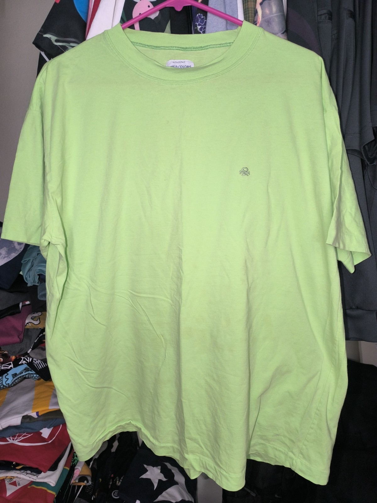 Vintage y2k united colors of Benetton Italy apple green crew neck shirt xl
