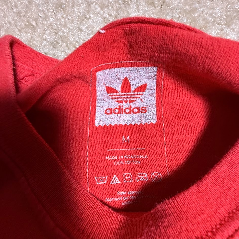 Adidas Originals Shirt Mens Medium Red Trefoil Tee Outdoors Gym Run Logo Adult