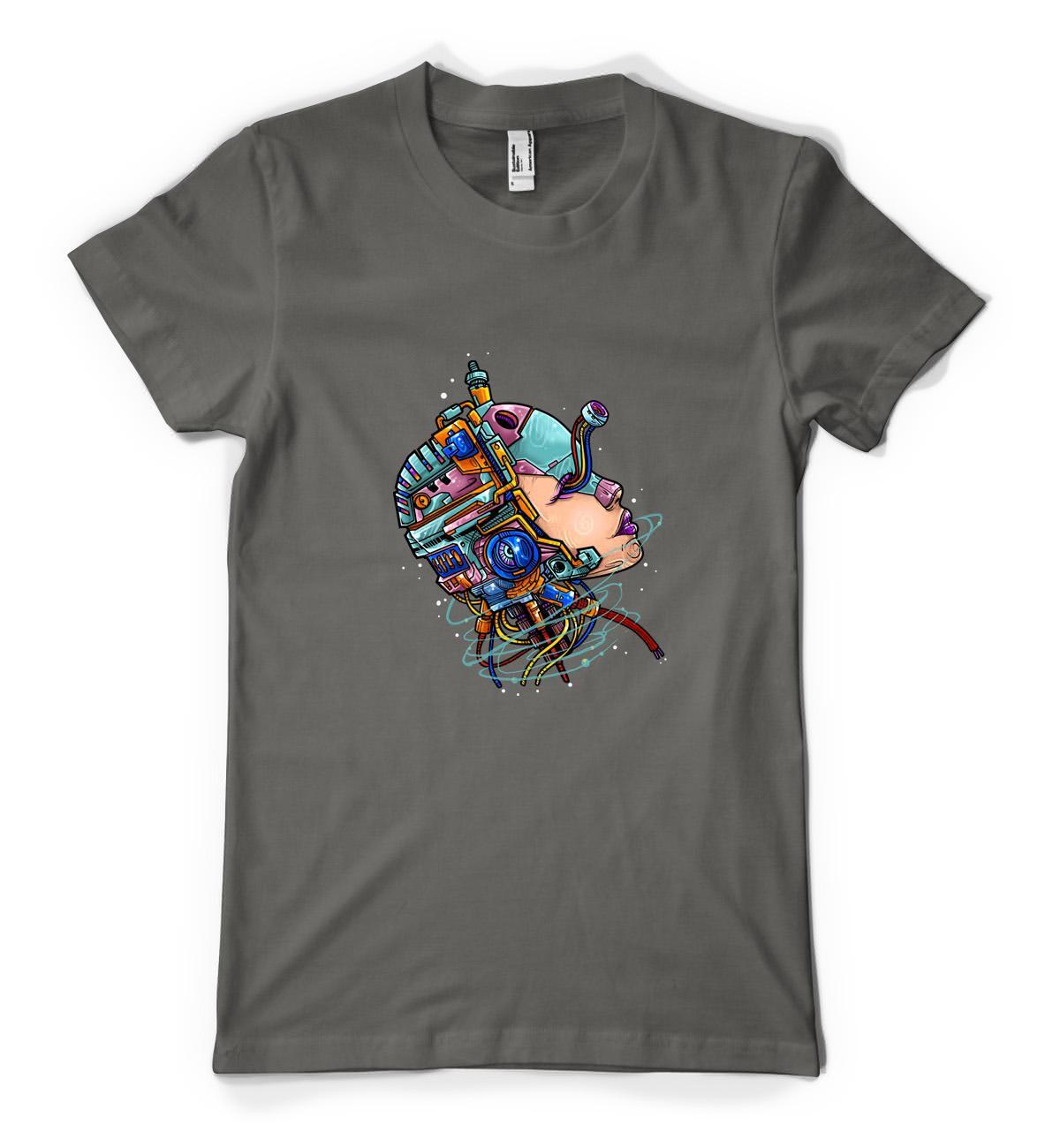 Bright Colourful Metallic Robot Skull Android Personalised Unisex Adult T Shirt