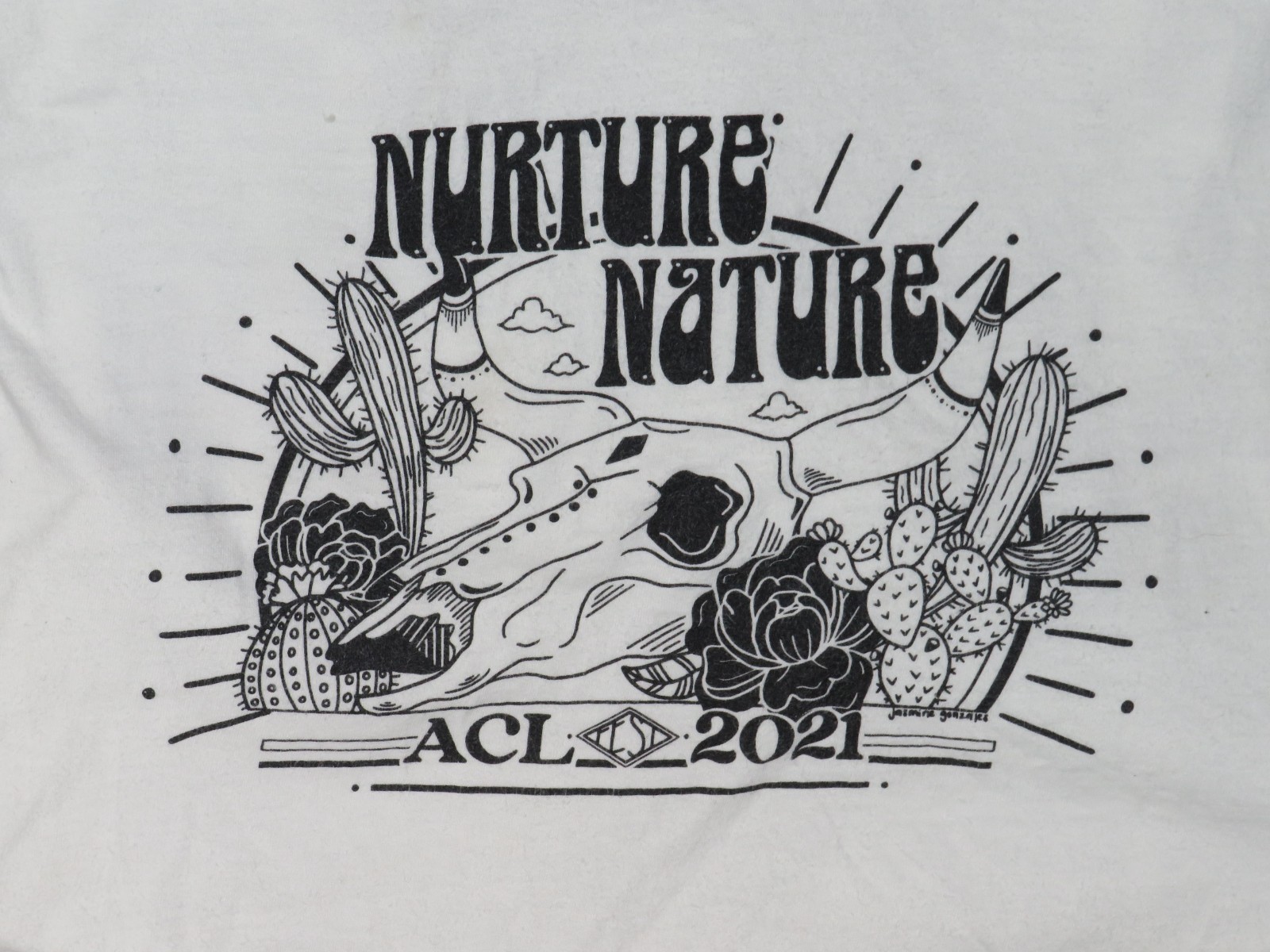 NURTURE NATURE ACL 2021 MENS L WHITE TEE AUSTIN CITY LIMITS STRAIT EILISH CYRUS