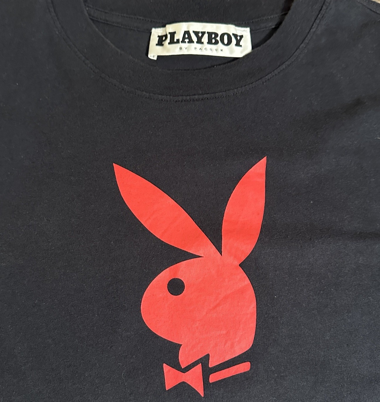 PLAYBOY by PacSun T-Shirt Mens Medium Black w/Red Logo Long Sleeve Casual Soft