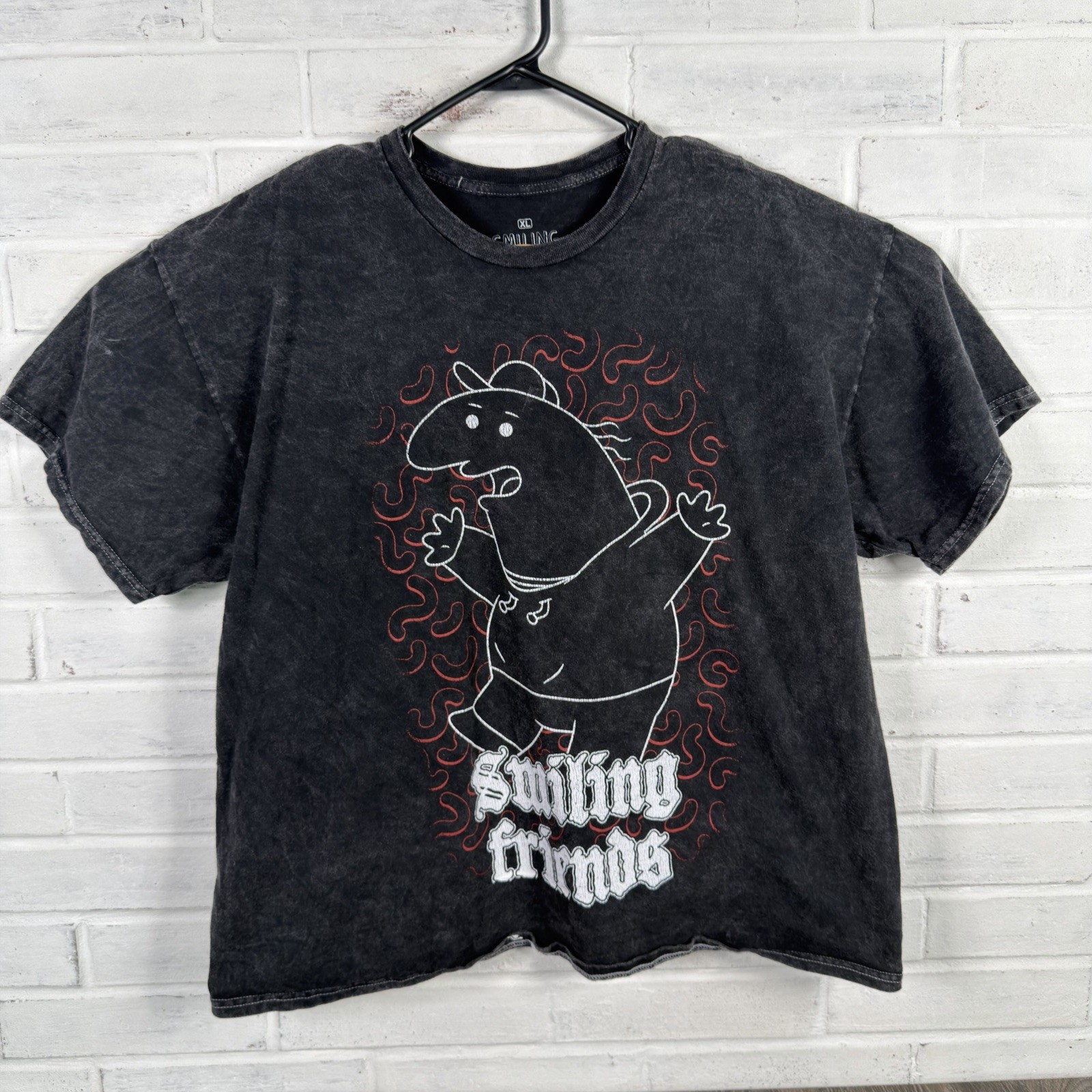 Smiling Friends Charlie Two Sided T Shirt Men Size XL Black Distressed Graphic