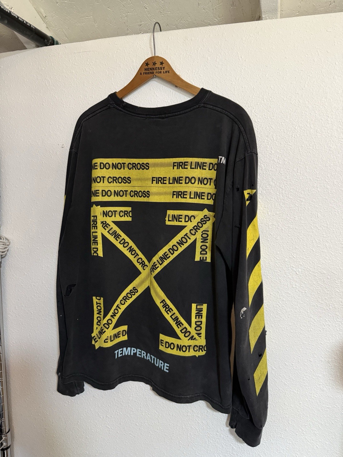 VTG OFF-White Caution Tape Long Sleeve Size Large