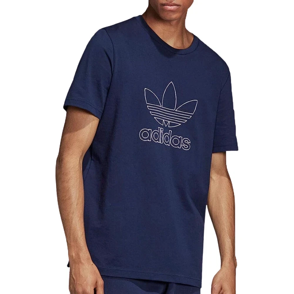adidas Originals Men’s Outline Trefoil Cotton T-Shirt DH5783- S, Navy, Q2(D124T)