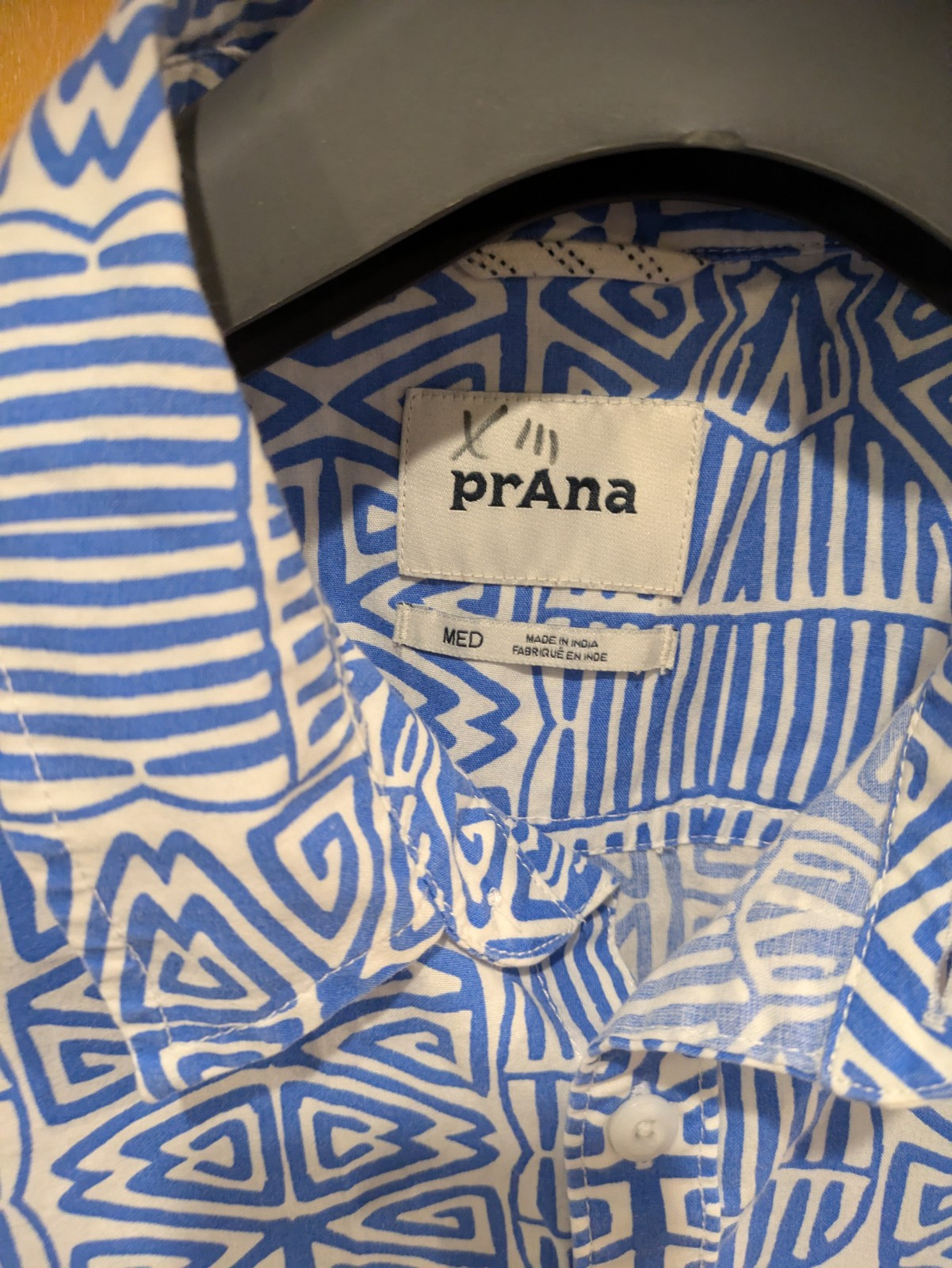 Prana Button Up Short Sleeve Organic Cotton/Recycled Polyester Medium