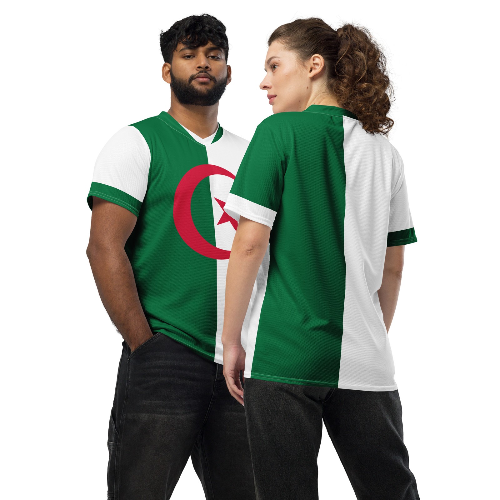 Algeria Flag Soccer Jersey, Unisex Adult, Custom Back Print, Eco Friendly Shirt