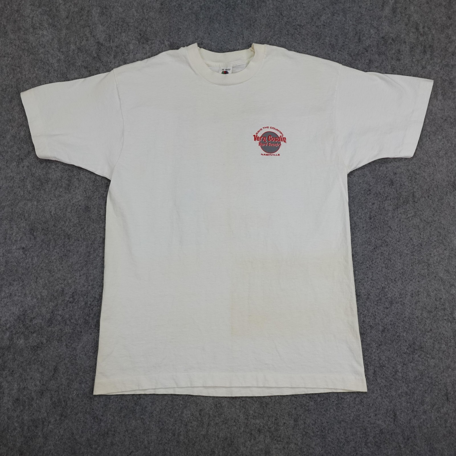 Vintage Vern Gosdin Shirt Mens XL White Hard Country Chiseled In Stone 80s Tee