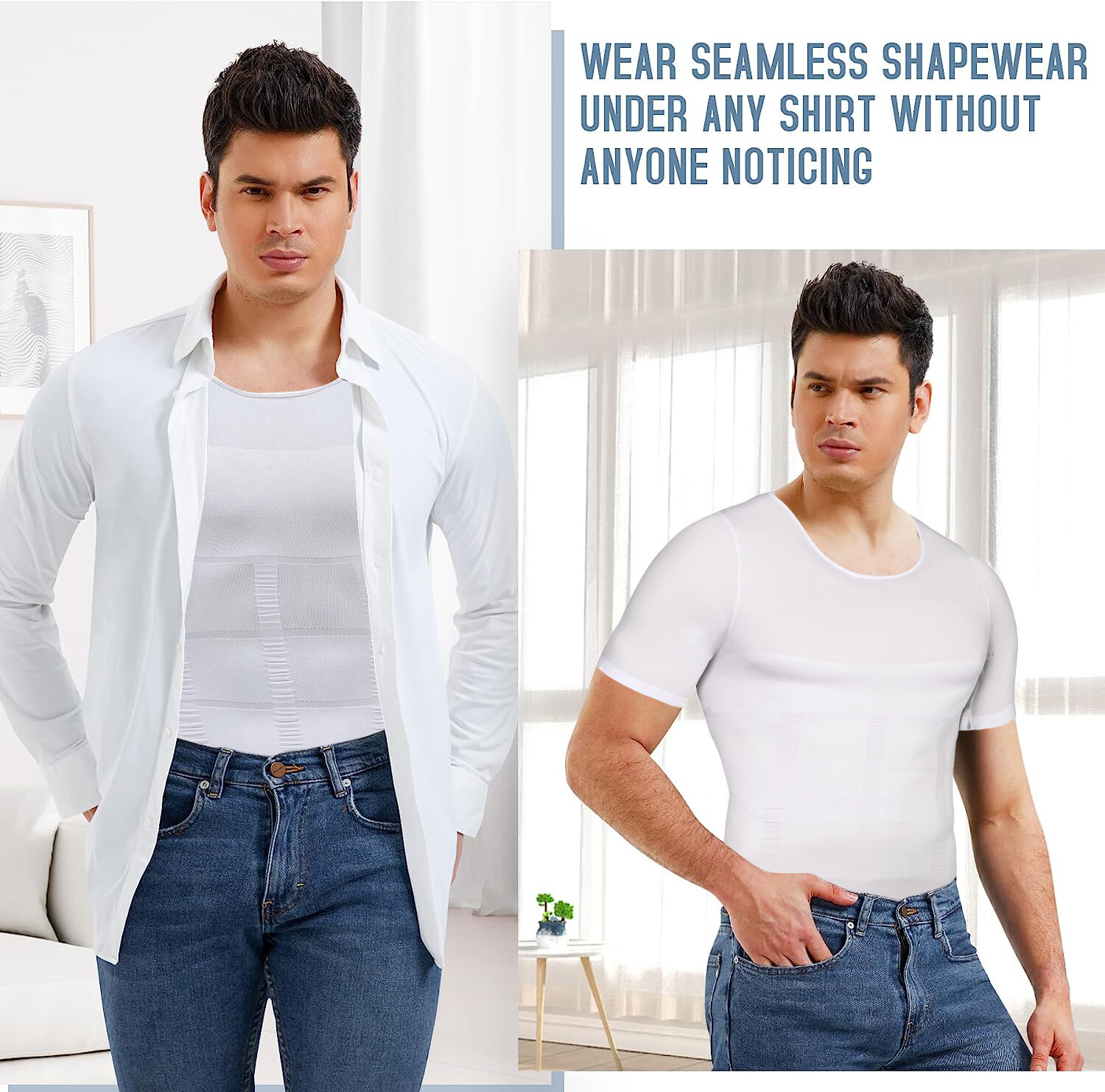 Mens Compression Shirt Slimming Body Shaper Tight Tank Top Breathable Underwear